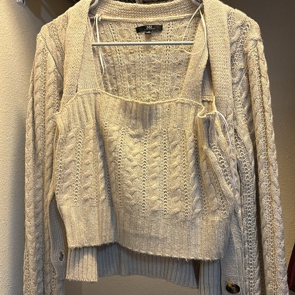 Beige/light brown sweater with tank top. Size small. Only wore it a few days. - Picture 2 of 2